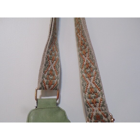 Green & Tan Crossbody Backpack Adjustable Strap Purse - Picture 3 of 5